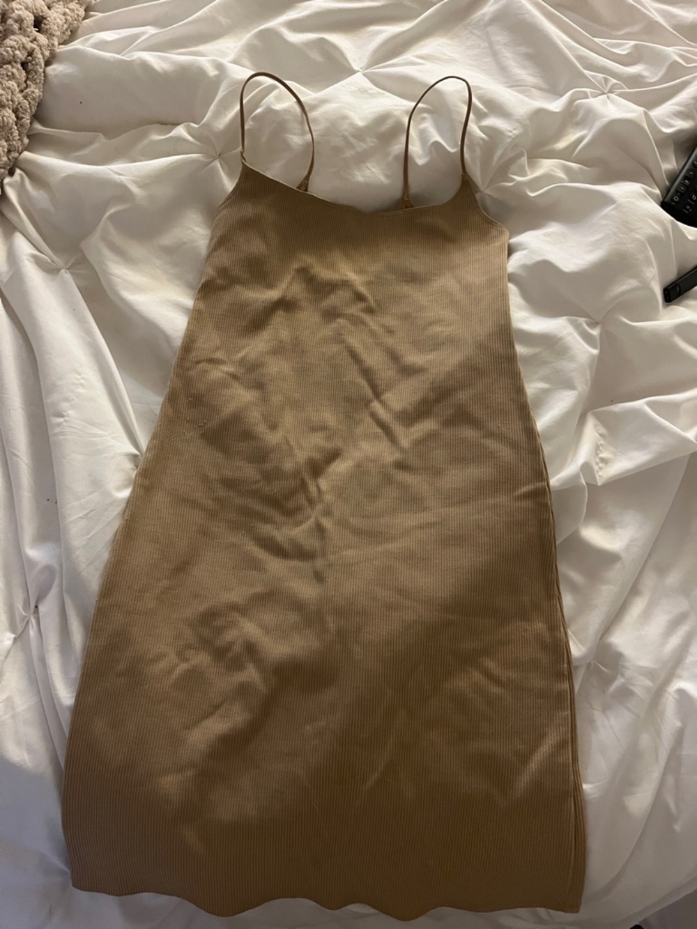 Abercrombie & Fitch Ribbed Tank Dress in Camel Brown